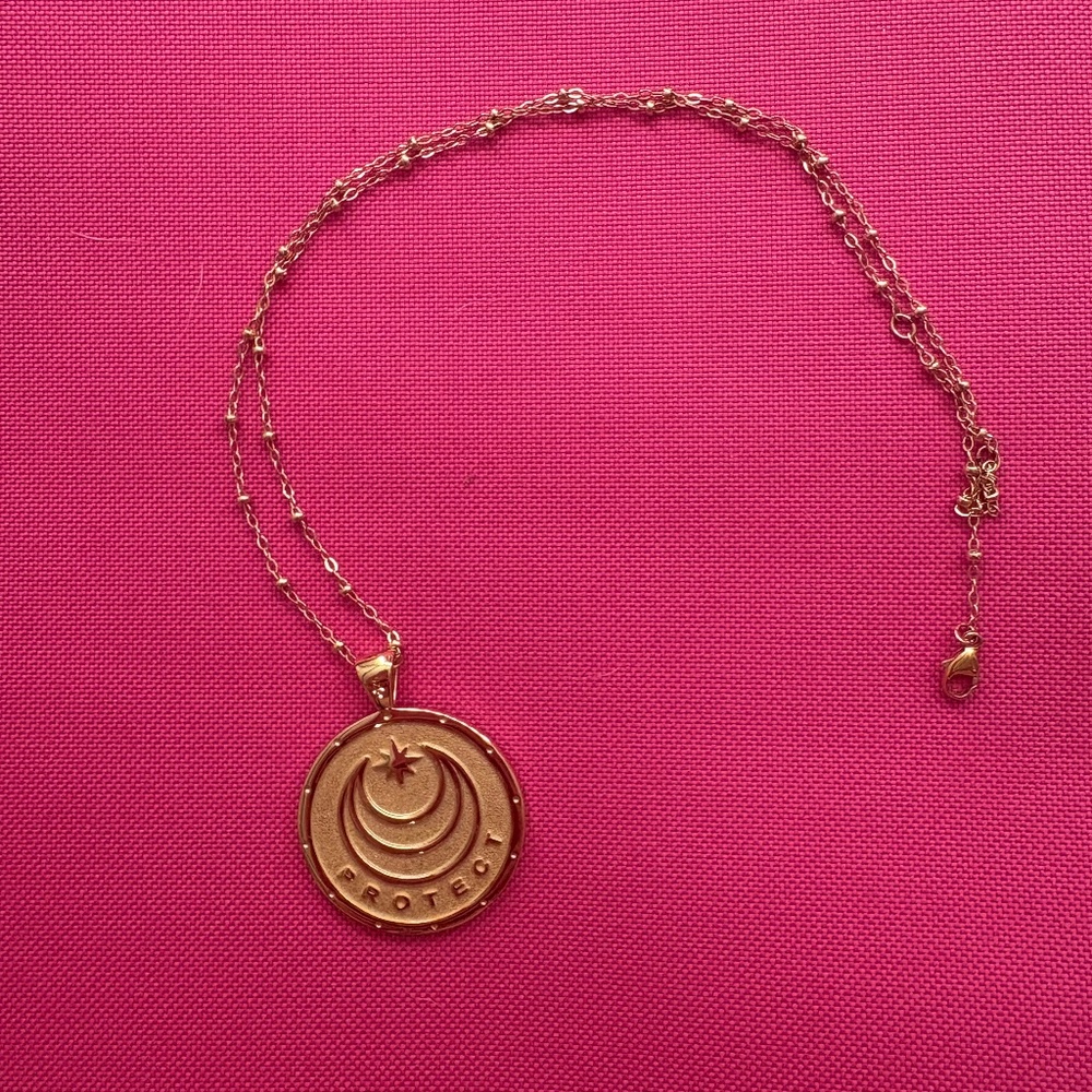 Jane Win PROTECT Gold Coin Necklace
